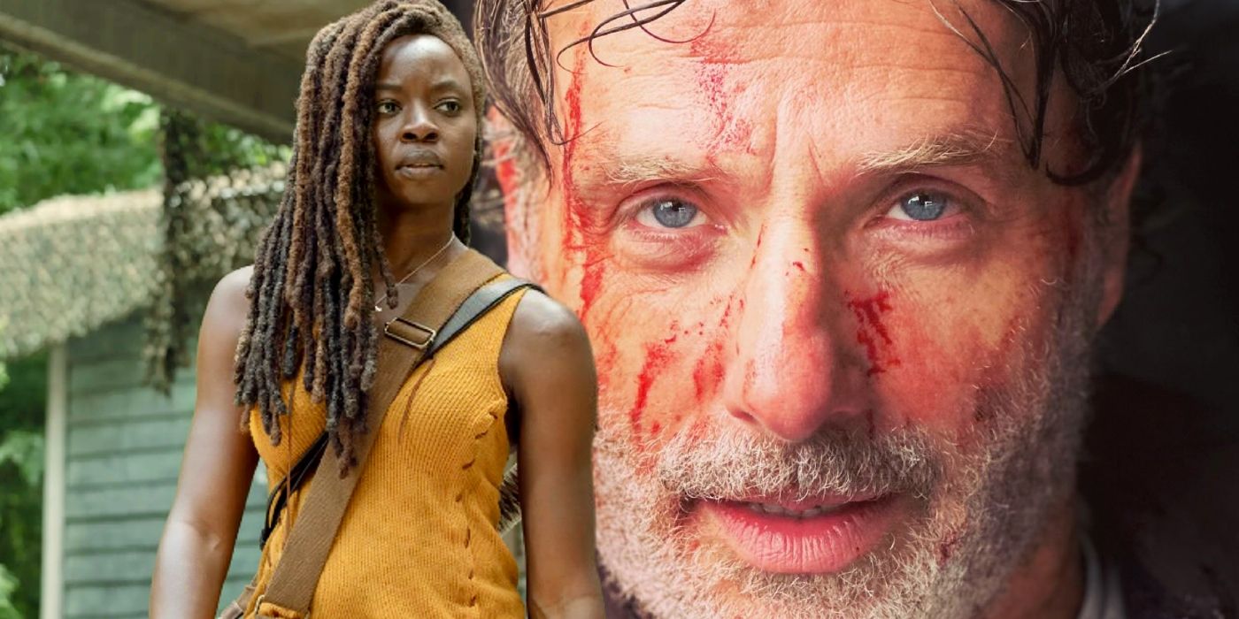 Custom image of Danai Gurira as Michonne and Andrew Lincoln as Rick Grimes in The Walking Dead. 