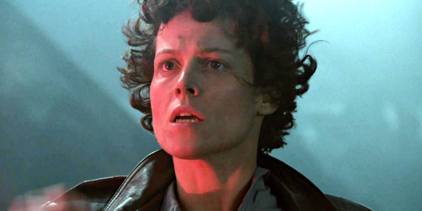 Ellen Ripley looking worried in Aliens.