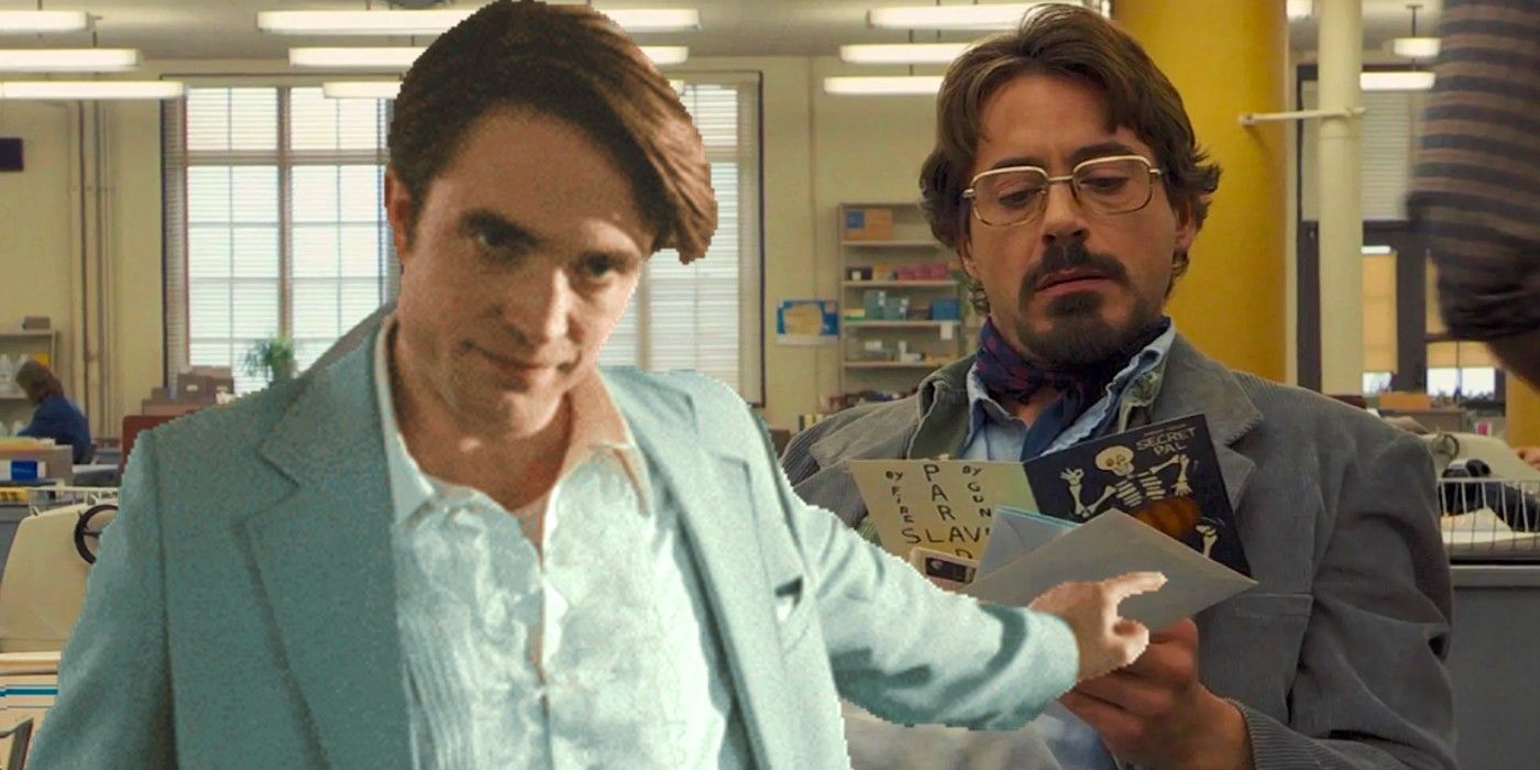 Robert Pattinson in The Devil All the Time and Robert Downey Jr in Zodiac in a custom image