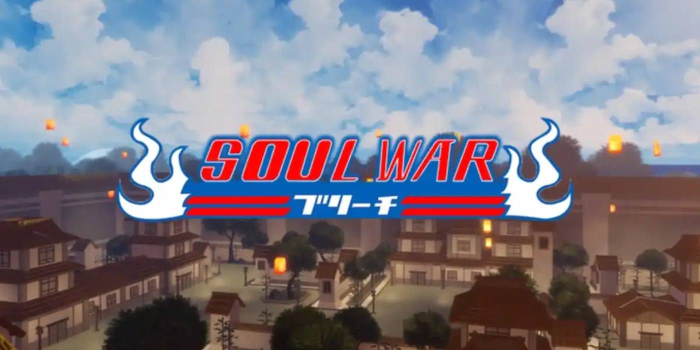Roblox Soul War Official Game Page Title Screen that Resembles Bleach Anime Series Font