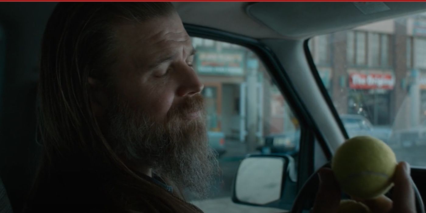 Ryan Hurst holding a ball in A Million Little Pieces