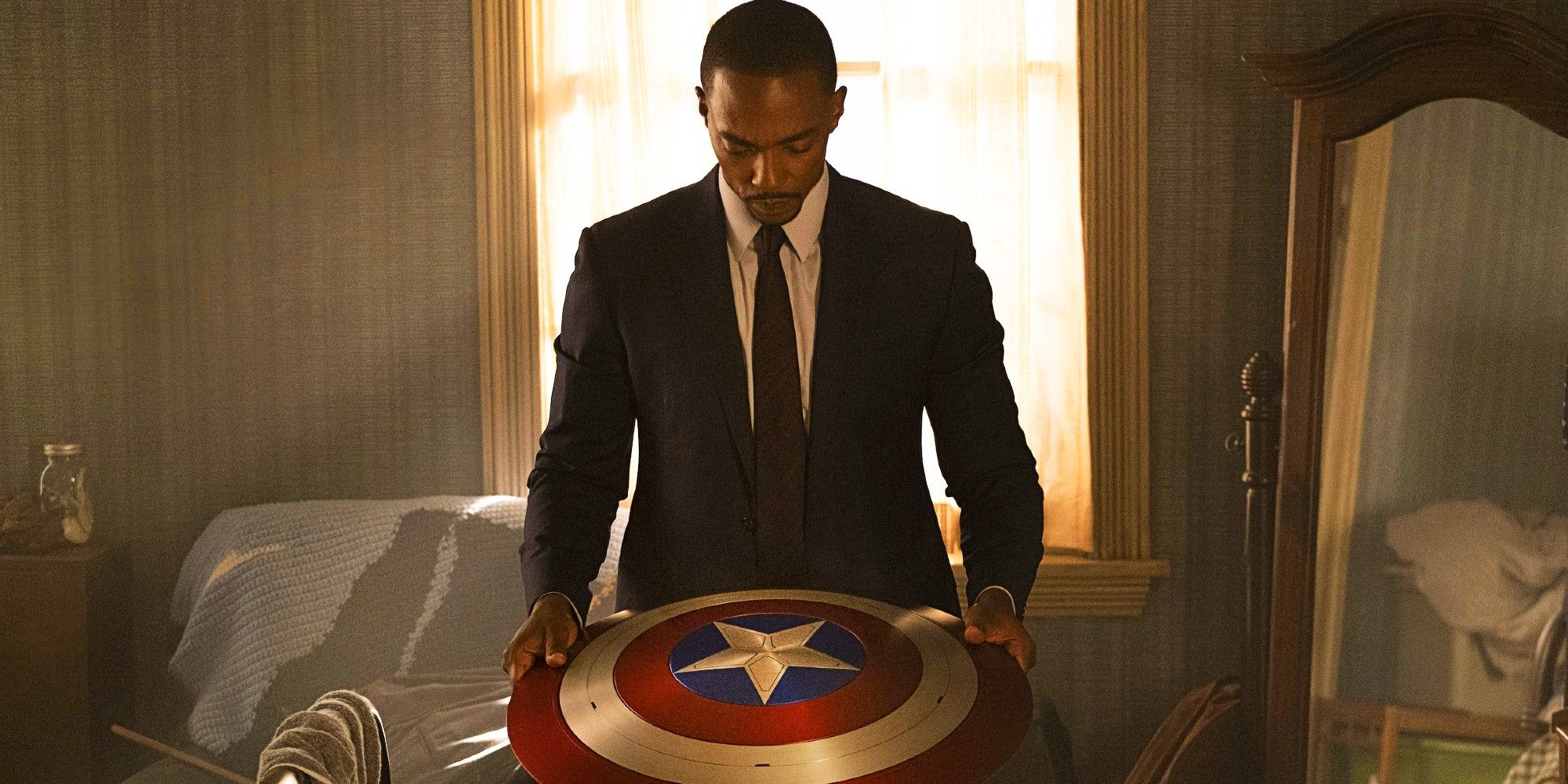 Sam Wilson Holding Captain America Shield