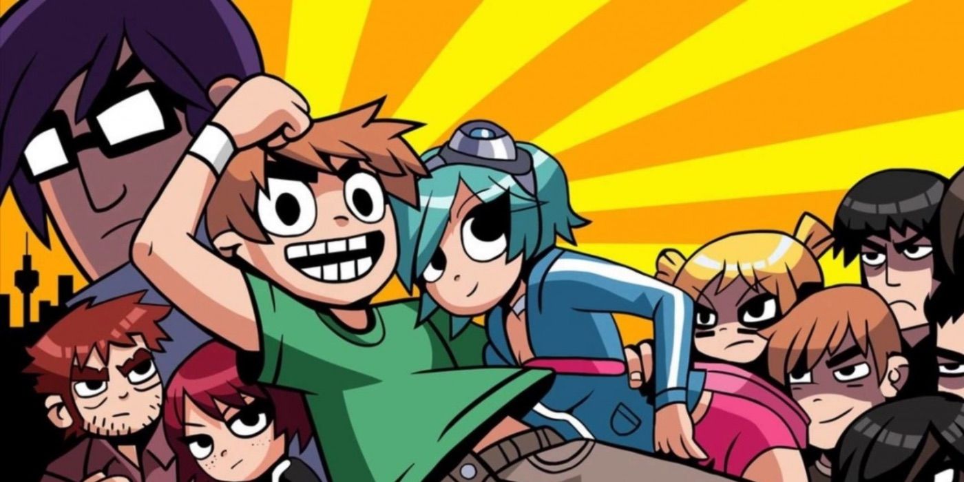 Animated characters from Scott Pilgrim look on