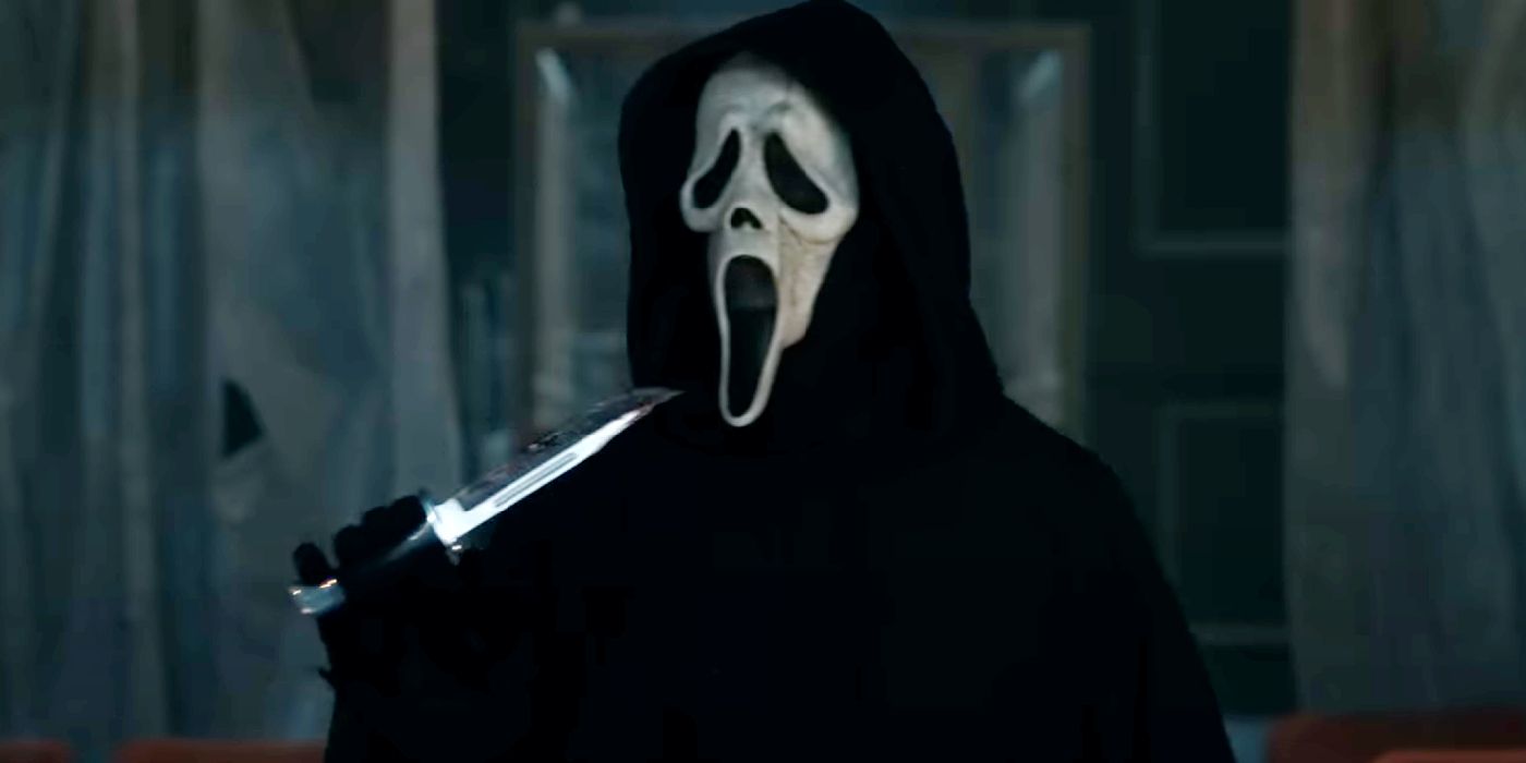 Ghostface holding a knife in Scream 6.