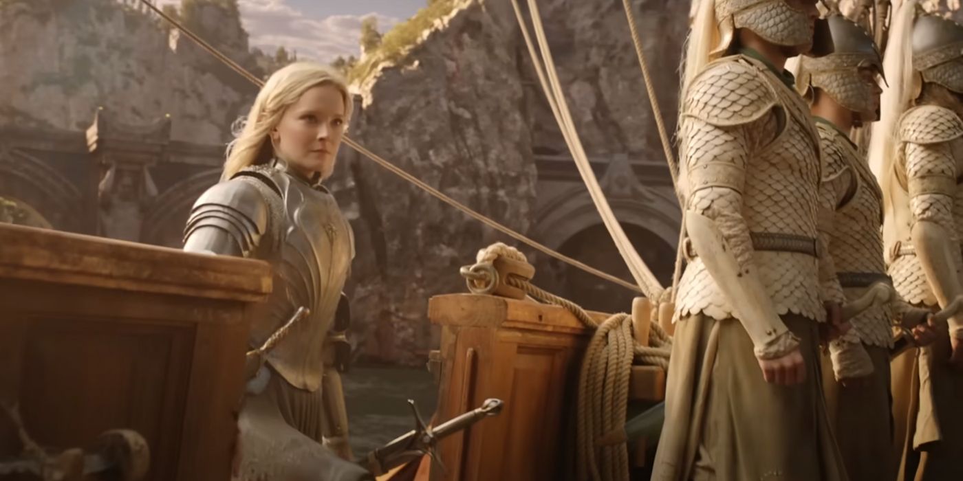 Galadriel boarding a ship in Lord of the Rings: The Rings of Power