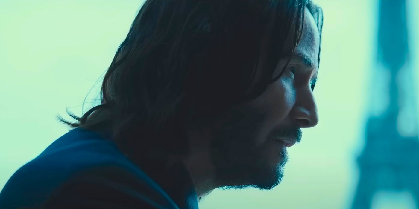 a side view of Keanu Reeves in John Wick Chapter 4