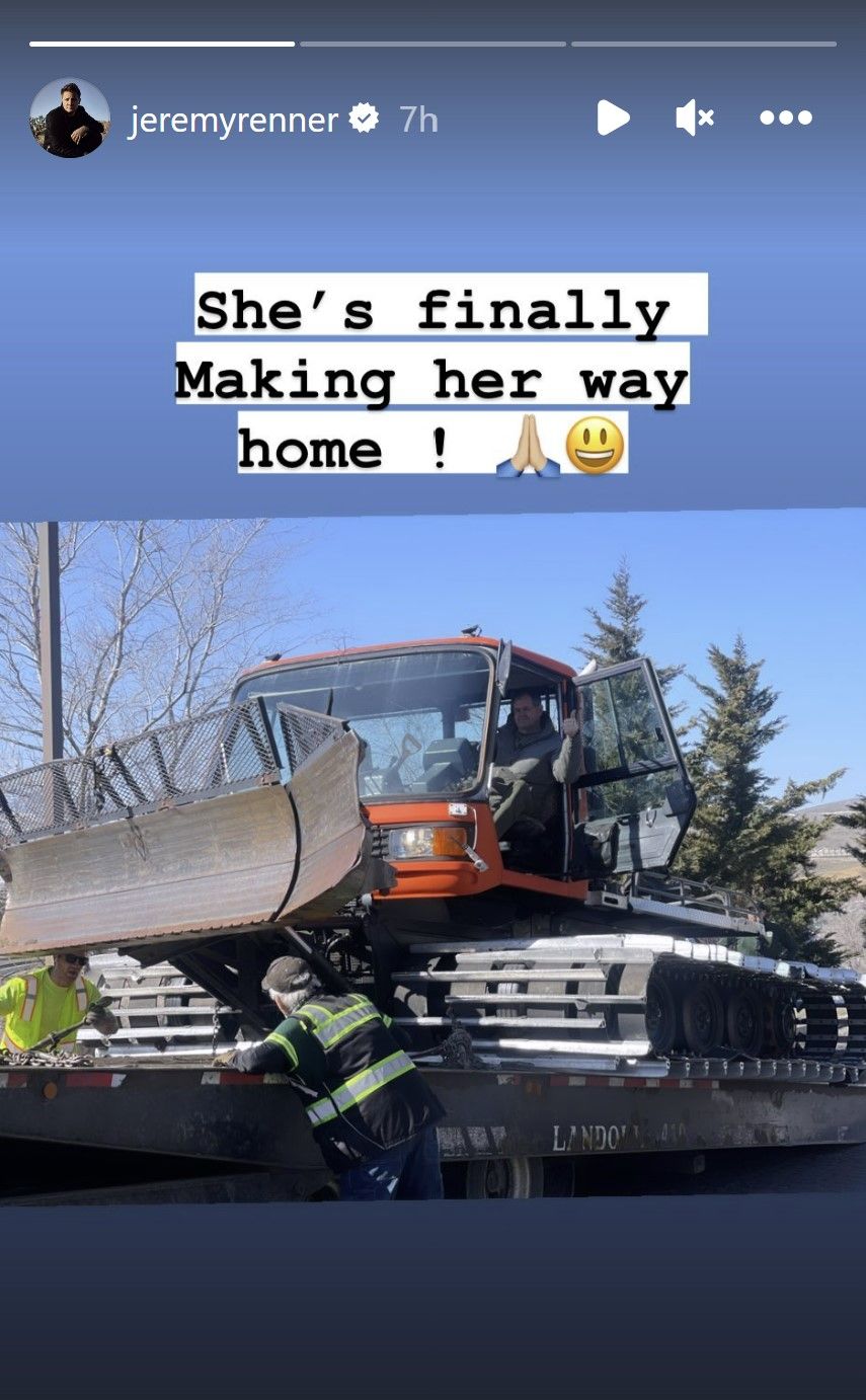Jeremy Renner Gets His Plow Back in Instagram Post