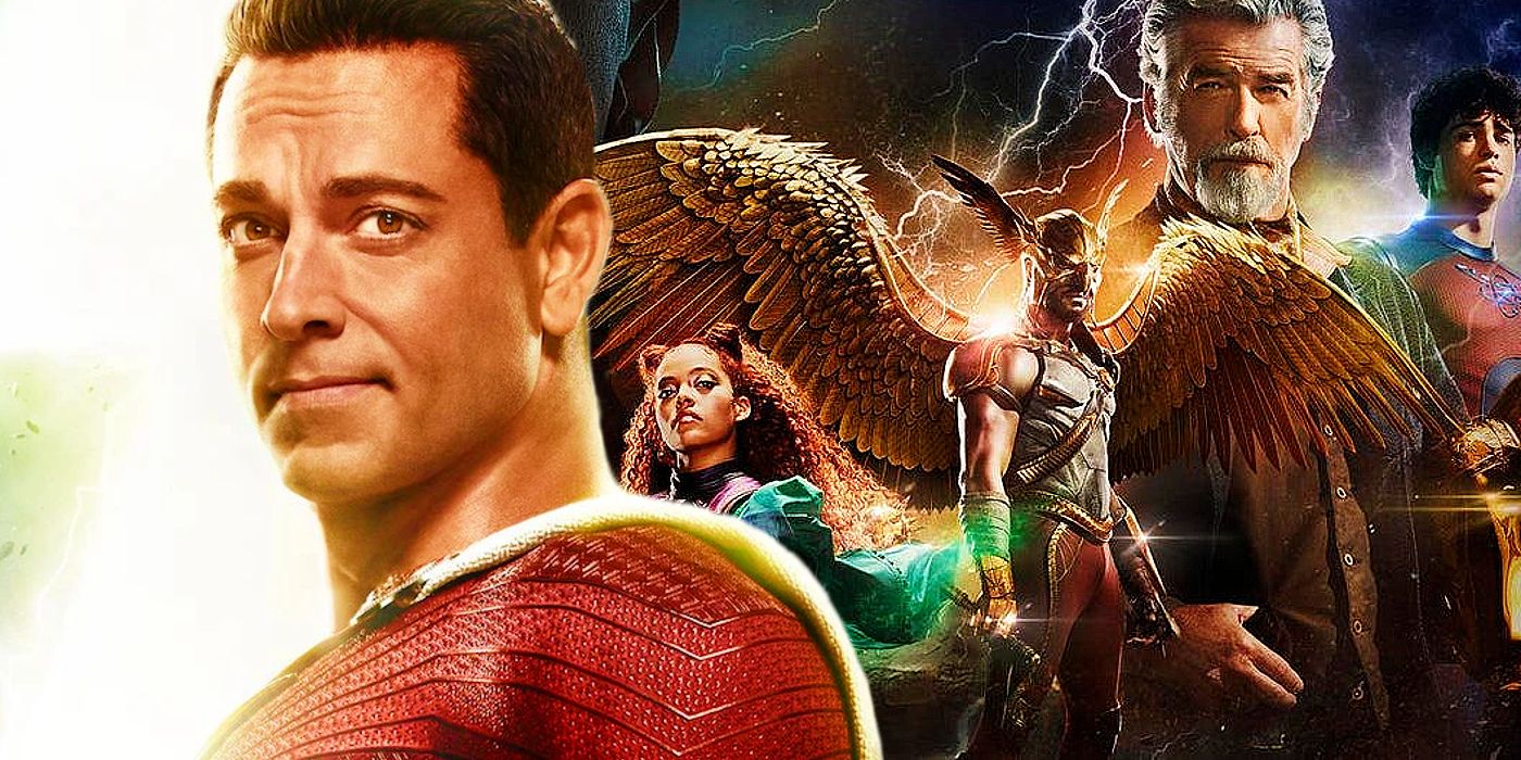Zachary Levi in the poster for Shazam 2 and the Justice Society from 2022's Black Adam