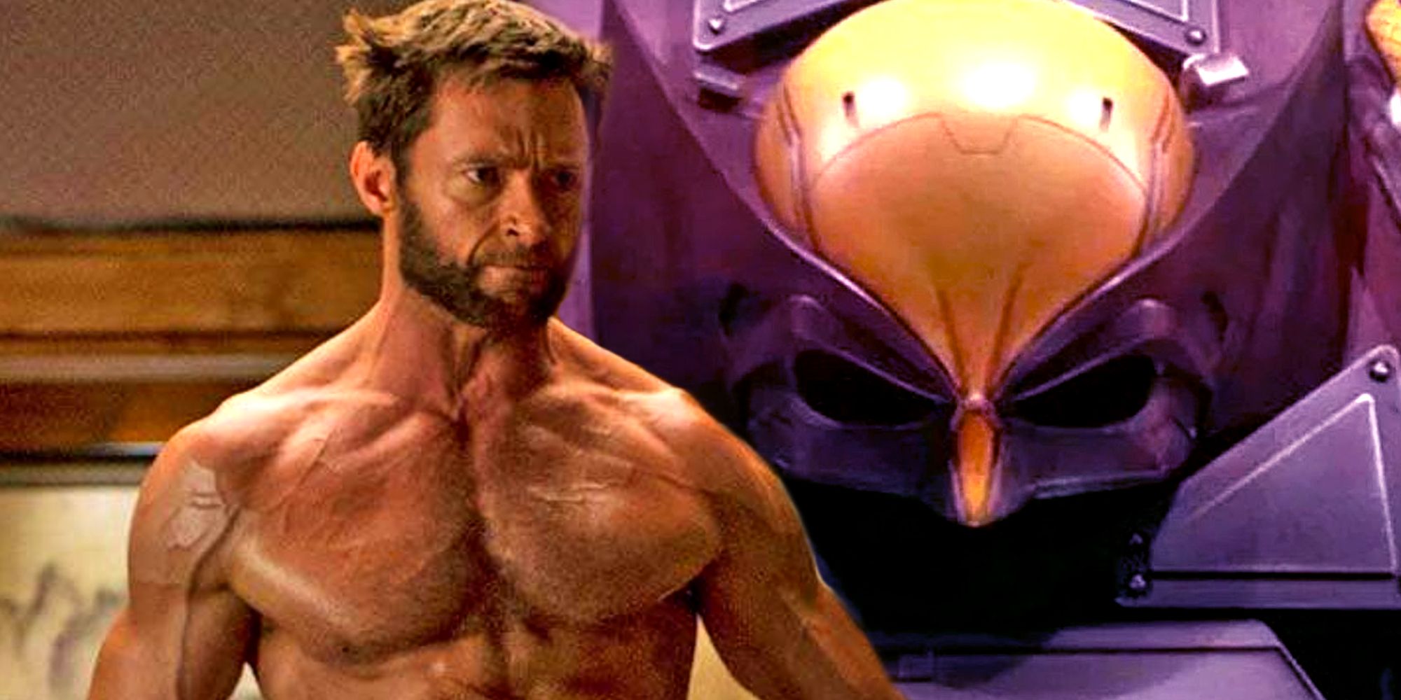 Shirtless Hugh Jackman as Wolverine and Logan's Classic Comic Book Costume