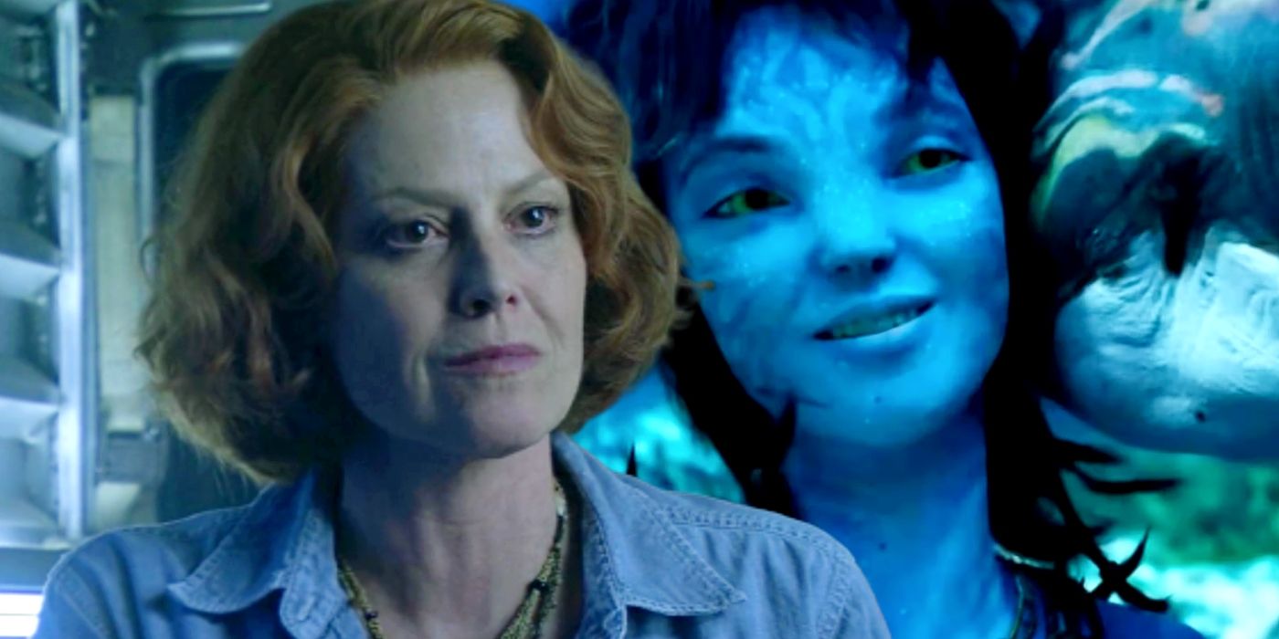 Custom image of Sigourney Weaver as Dr. Grace Augustine in Avatar and as Kiri in Avatar: The Way of Water.