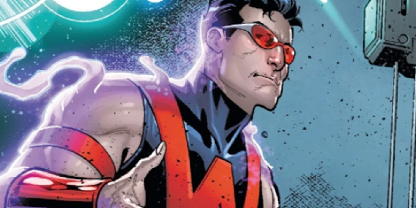 Wonder Man in a Marvel Comic sporting his classic costume and surrounded by energy