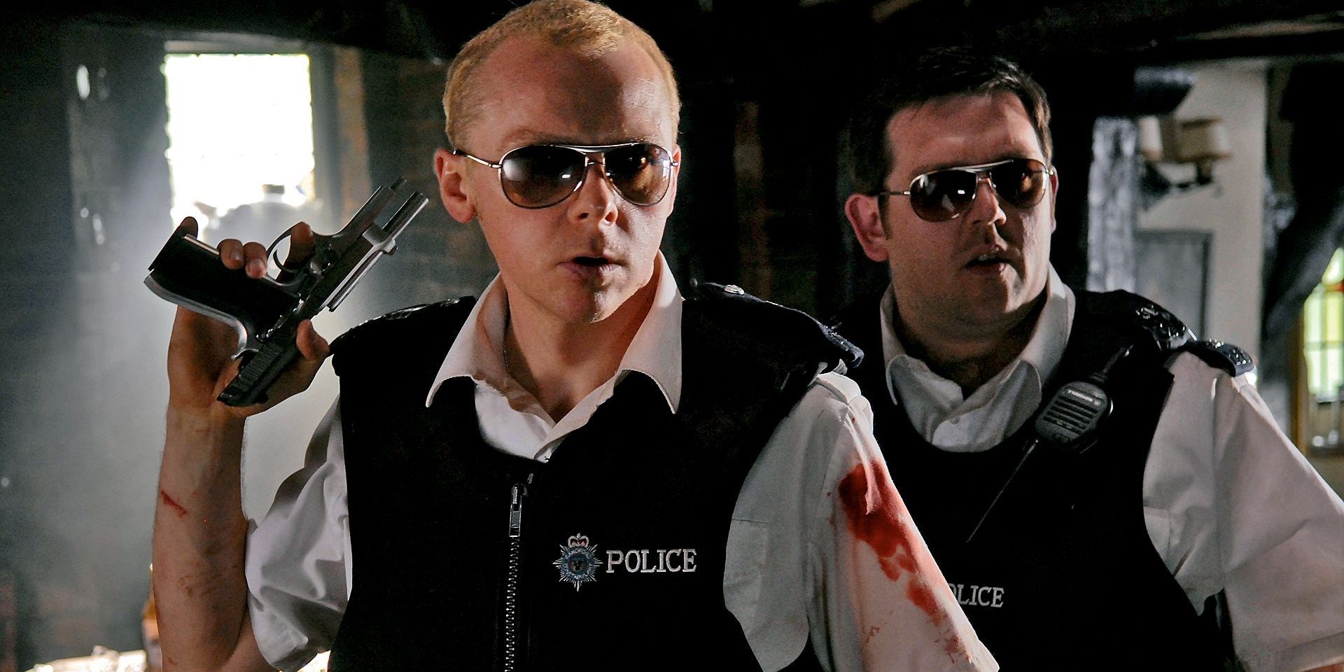 Simon Pegg and Nick Frost in a pub in Hot Fuzz