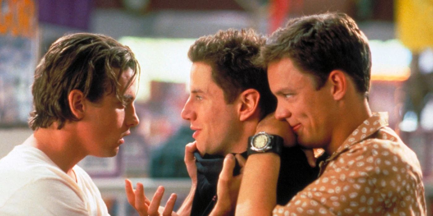 Skeet Ulrich as Billy and Matthew Lillard as Stu Threatening Jamie Kennedy as Randy in Scream 1996