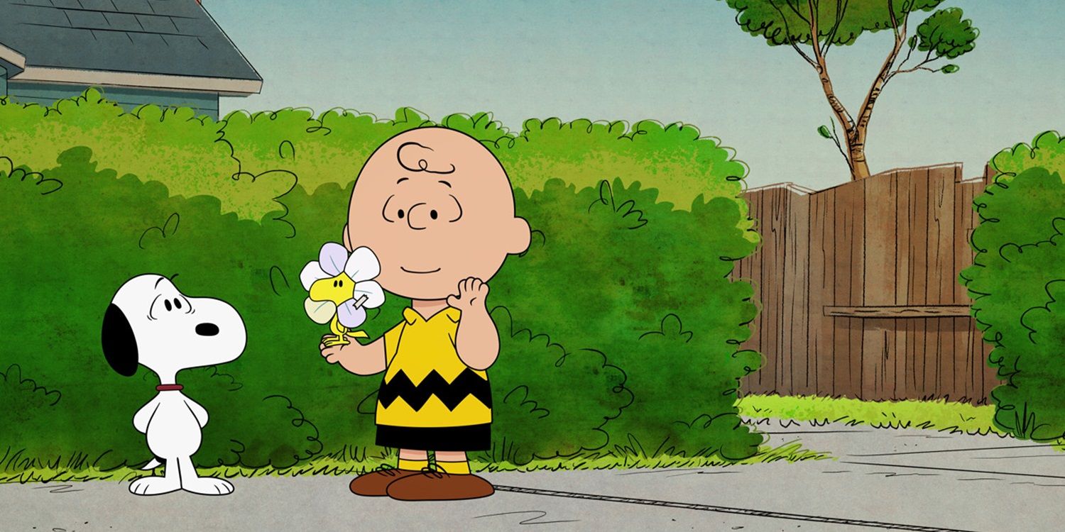 Snoopy on the street with Charlie Brown in The Snoopy Show