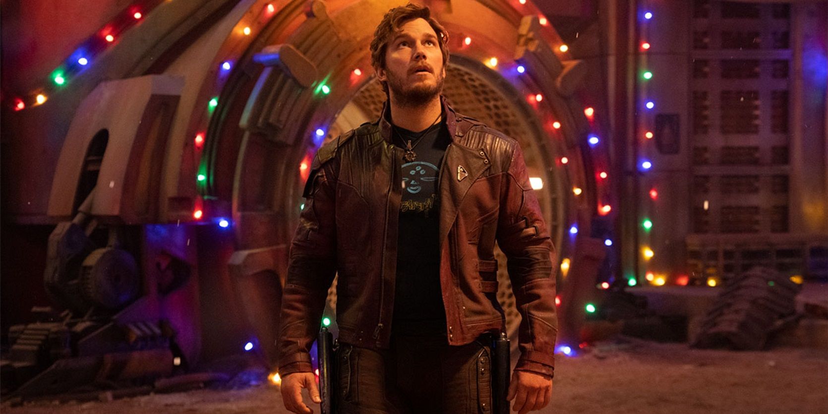 Star-Lord looks at Christmas lights in The Guardians of the Galaxy Holiday Special