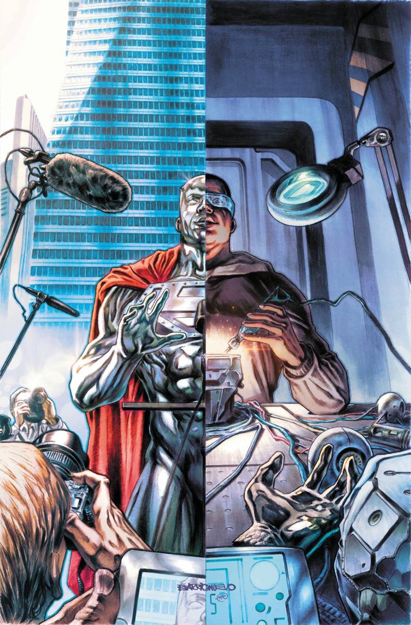 Steel Split Between Superhero and John Henry Irons Identity Action Comics Variant Cover