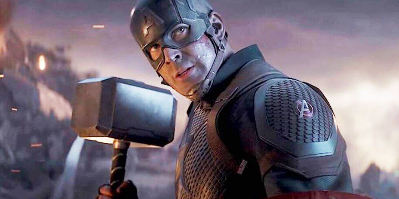 steve rogers aka captain america with mjolnir