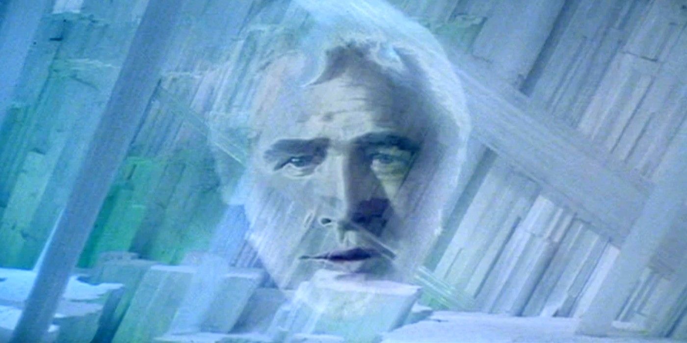 superman father jor-el, played by Marlon Brando, as a hologram in the Christopher Reeves Superman movies.
