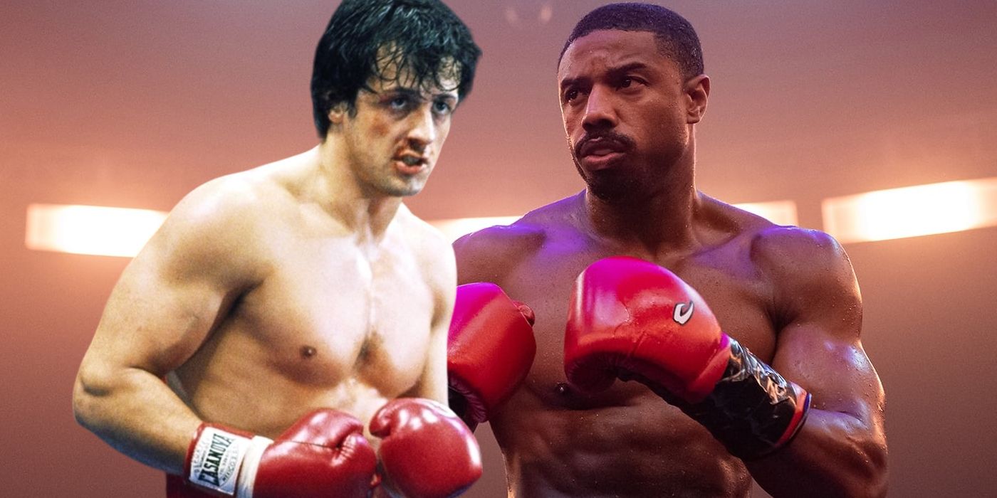 Sylvester Stallone as Rocky Superimposed Over Michael B Jordan from Creed 3 in the Ring