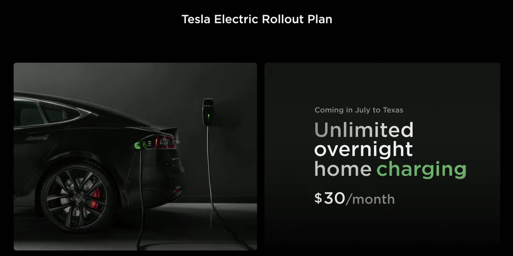Tesla's Overnight Unllimited Home Charging plan