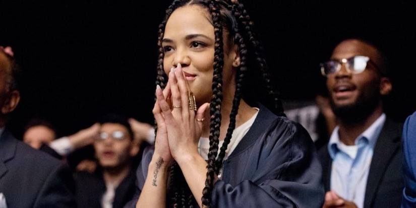 Tessa Thompson as Bianca Taylor smiling in Creed 3