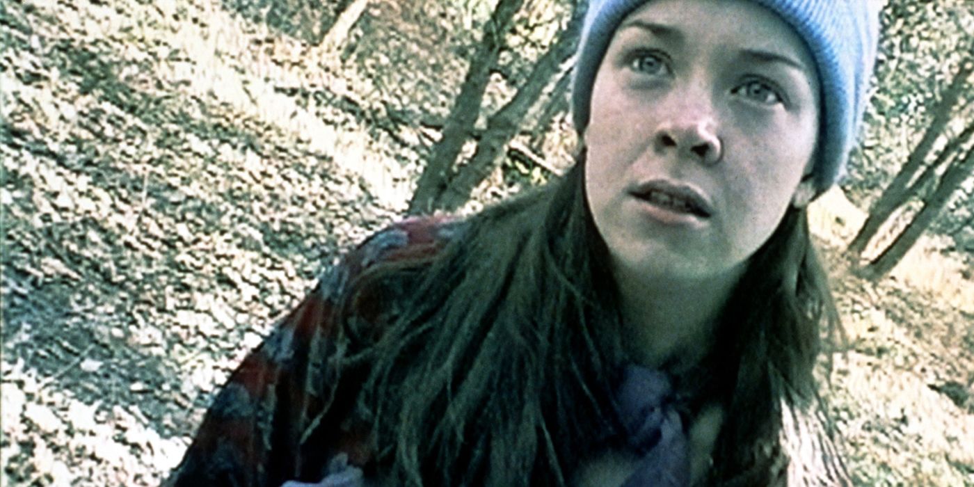 Heather Donahue in the woods in The Blair Witch Project