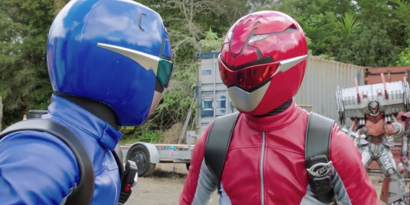 The Blue and Red Rangers in Power Rangers Beast Morphers