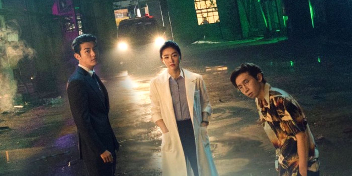 The cast of Doctor Detective posing for the camera in front of a car