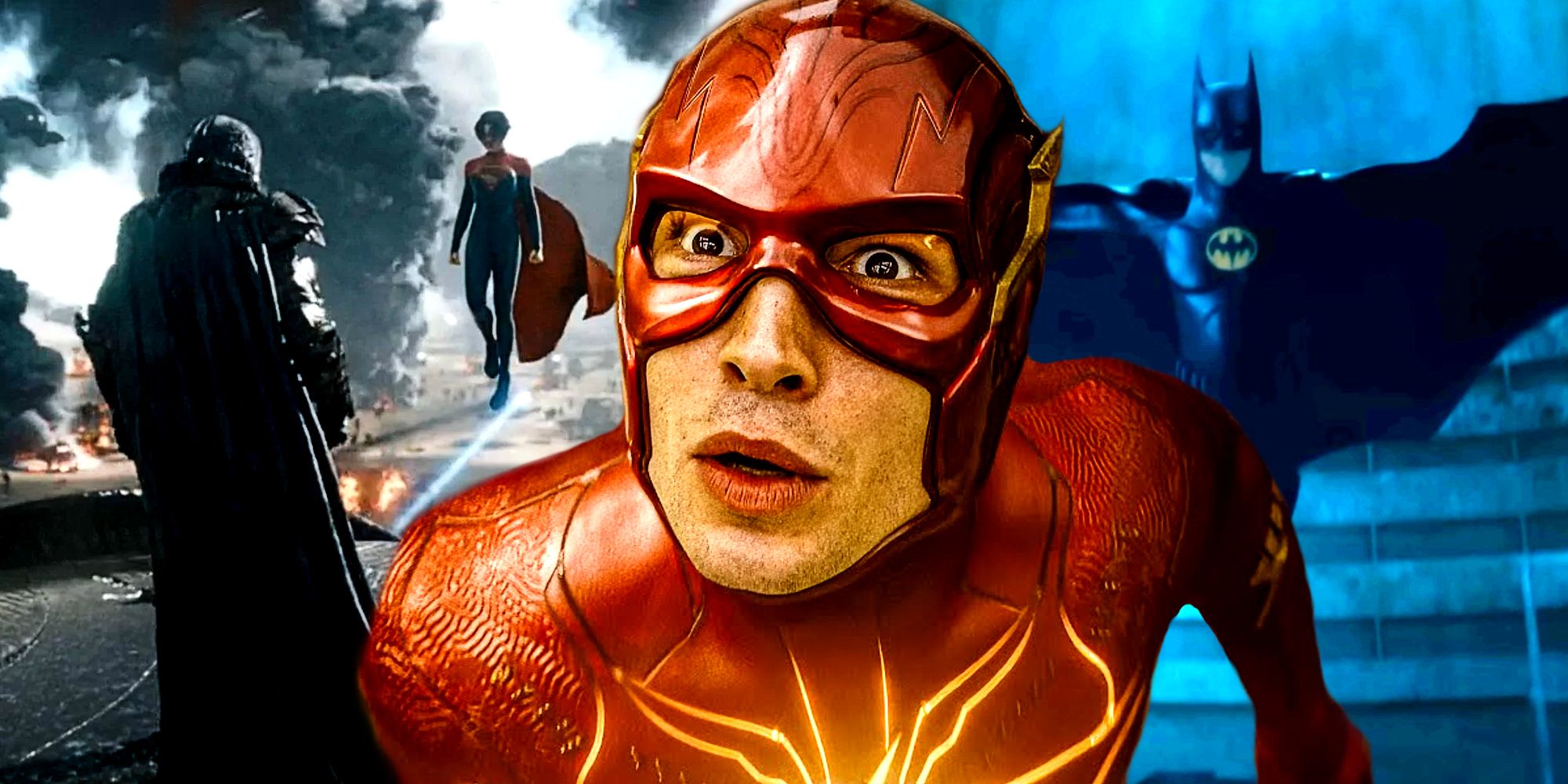 Barry Allen's Flash, General Zod, and Batman.