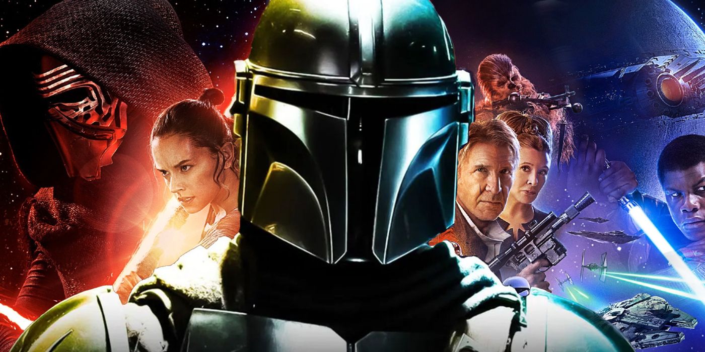 The Mandalorian Din Djarin and Star Wars Sequel Trilogy Poster