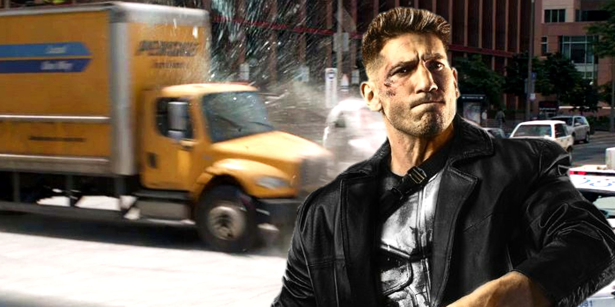 Split image of The Punisher and Captain America The Winter Soldier's Truck scene