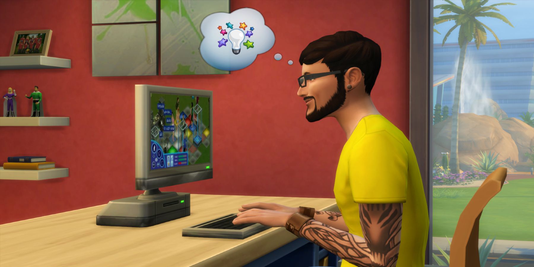 A Sim Playing The Sims On Computer