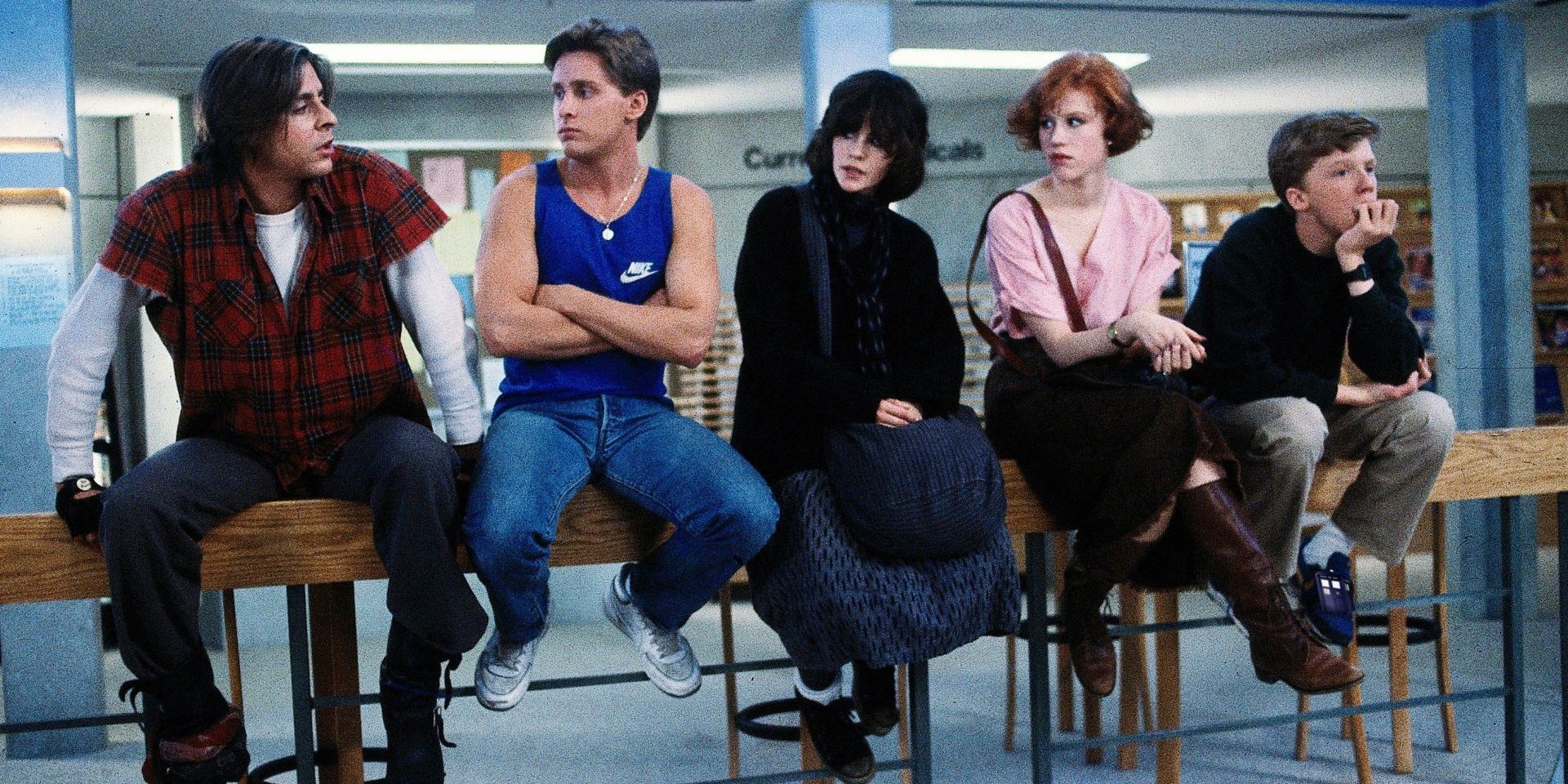 The kids sit in the library in The Breakfast Club