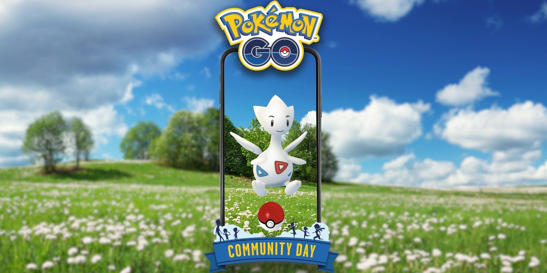 Togetic Community Day Pokémon Go en un campo de hierba