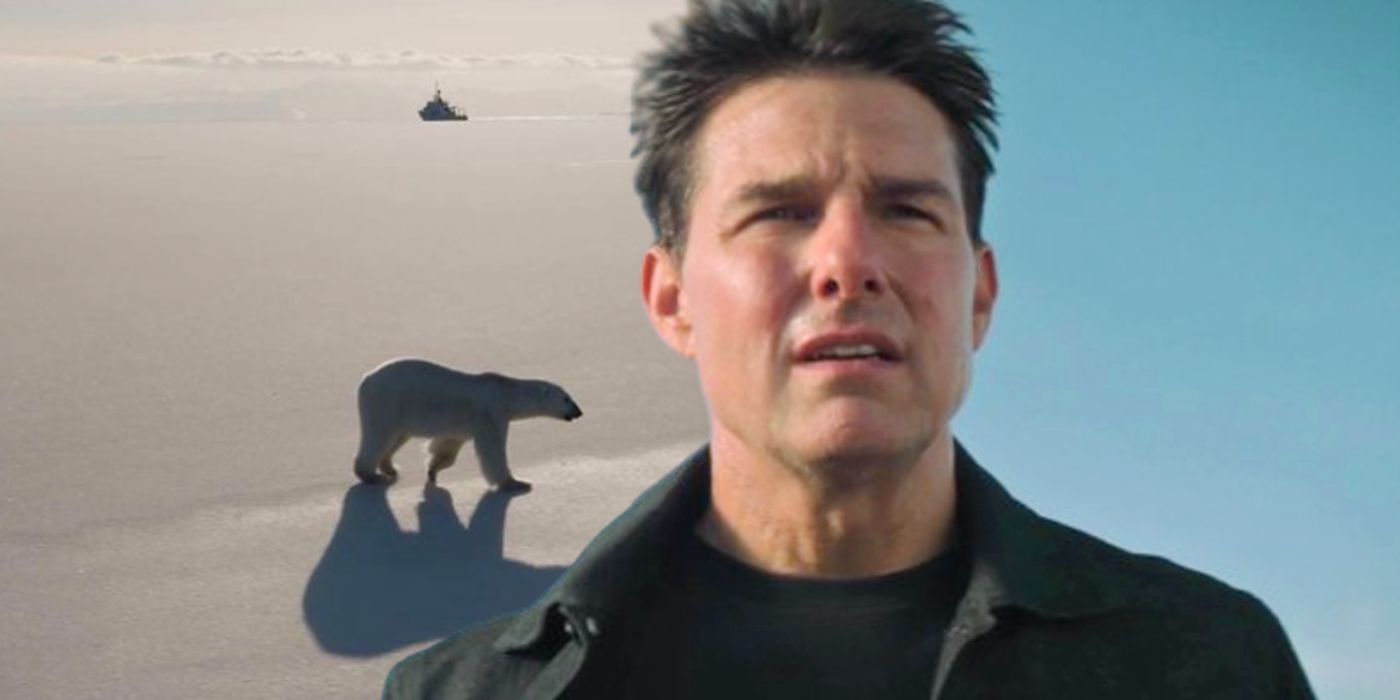 Custom image of a polar bear in the Arctic and Tom Cruise in Mission: Impossible – Fallout.