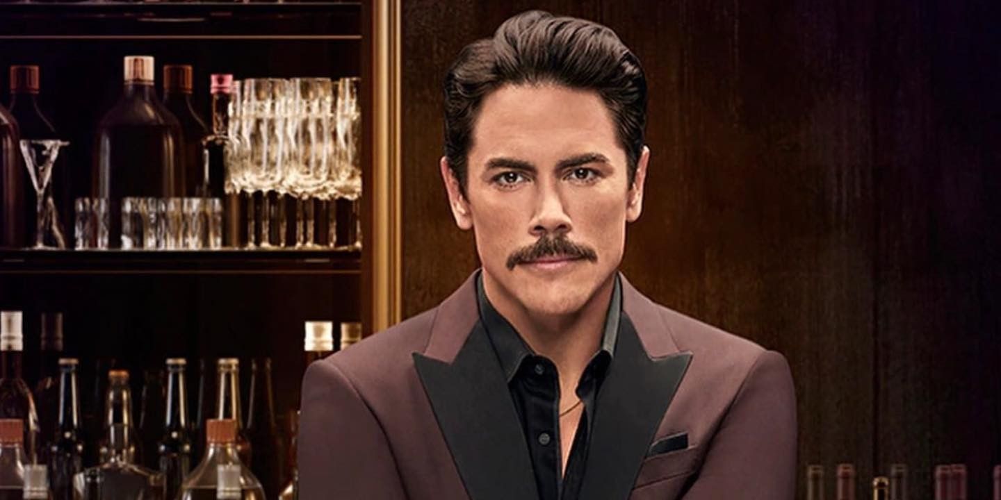 Vanderpump Rules' Tom Sandoval in brown suit with mustache looking serious