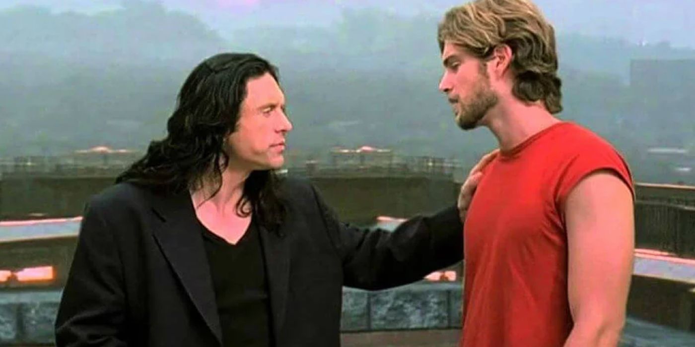 Tommy Wiseau and Greg Sestero in The Room.
