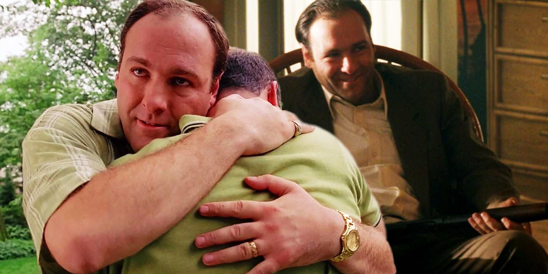 James Gandolfini as Tony Soprano, hugging Artie, and as Virgil In True Romance