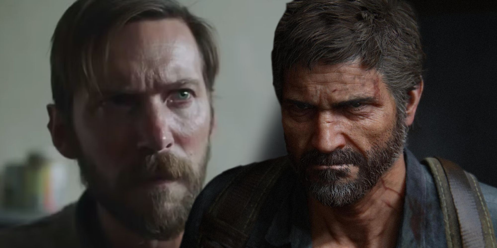 Troy Baker next to Joel's character model from The Last of Us Part II
