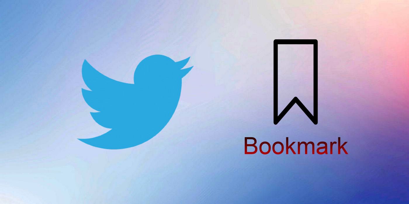 Twitter logo on the left and a bookmark symbol on the right, with the word 'Bookmark' written below it