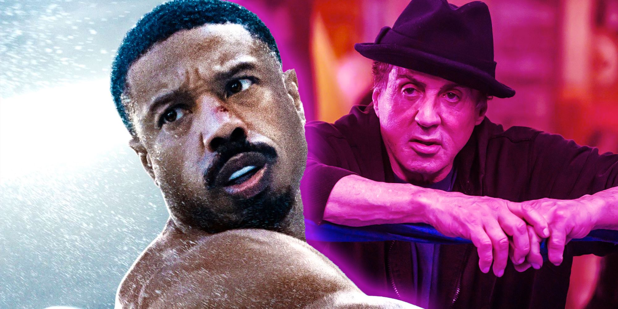 Michael B. Jordan in Creed 3 and Sylvester Stallone in Creed 2