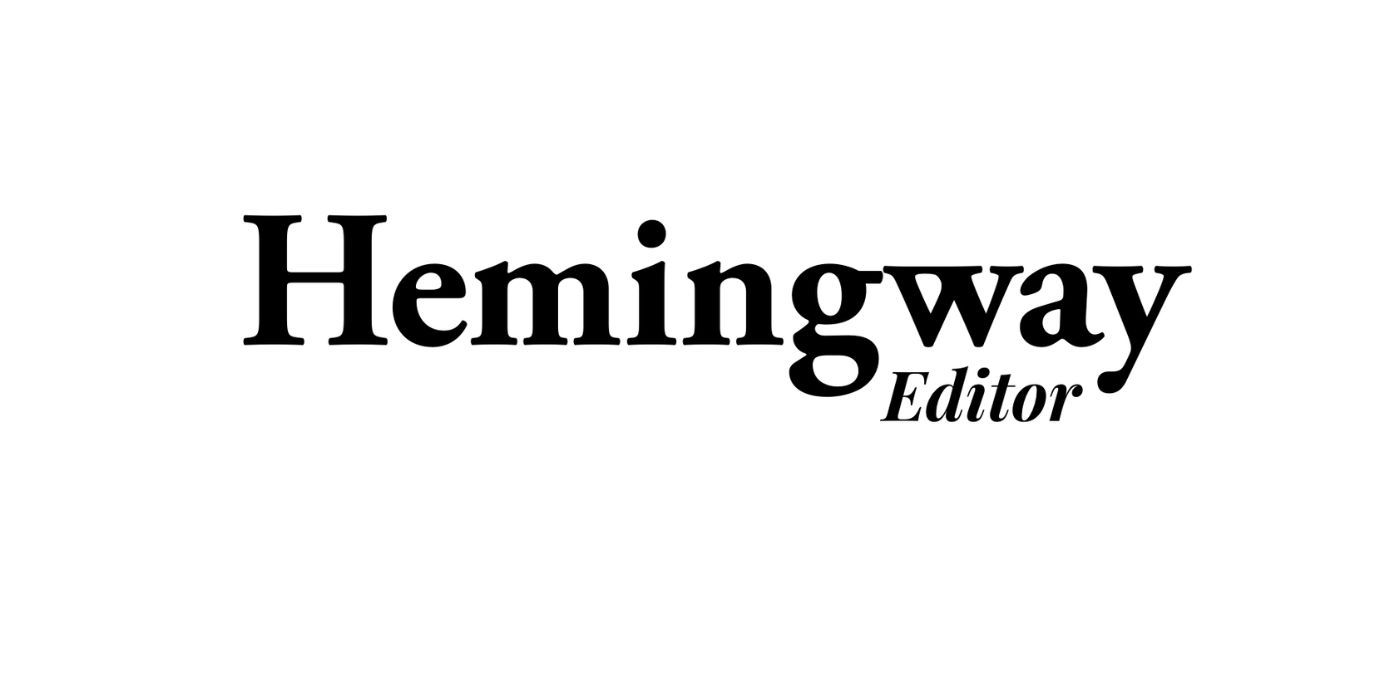 Logo Editor Hemingway di atas latar belakang putih