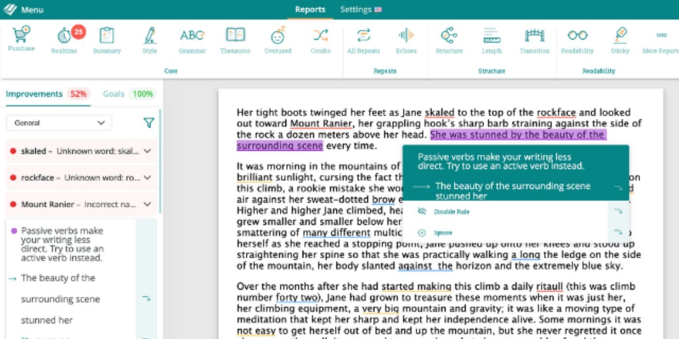 Image of a text being written with ProWritingAid 