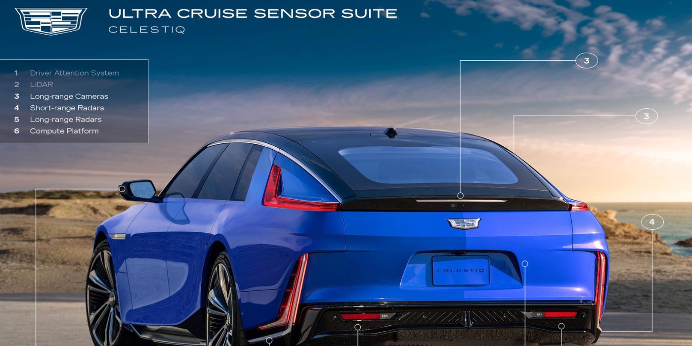 GM Ultra Cruise sensor suite highlighted on Cadilllac Celestiq