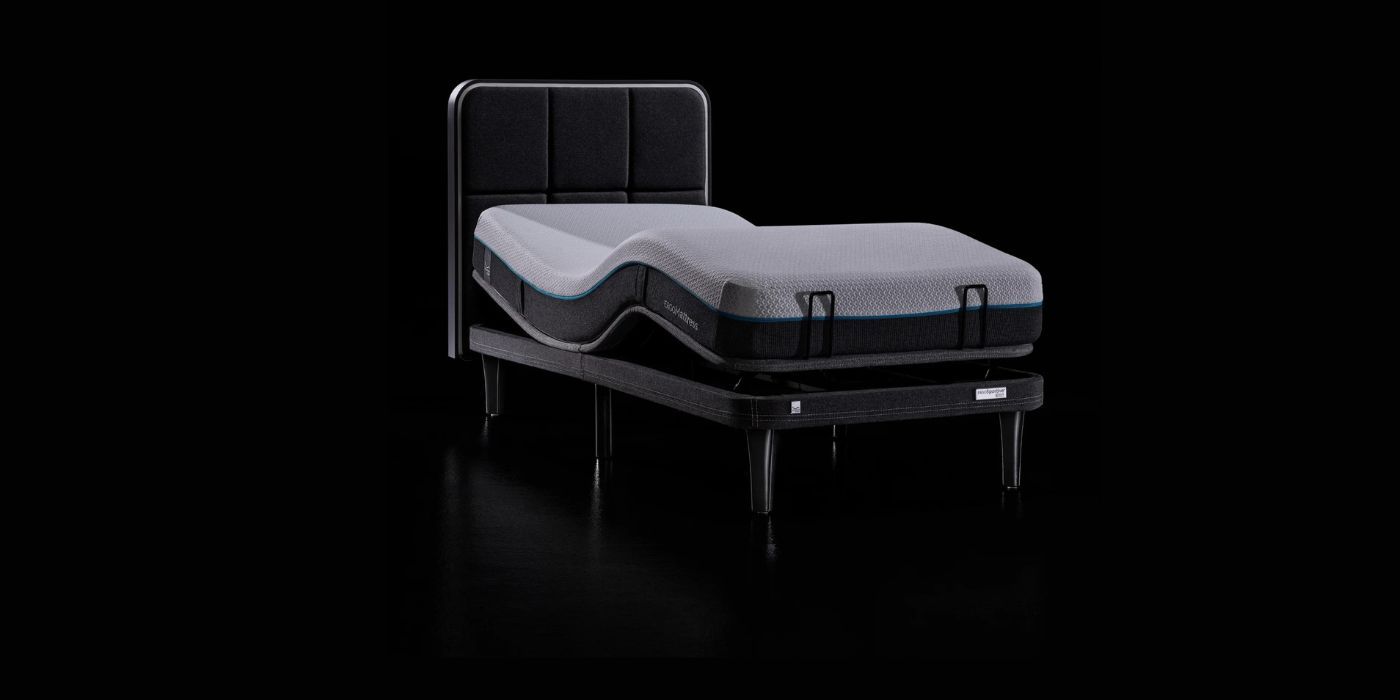 ErgoSportive smart bed over a black background