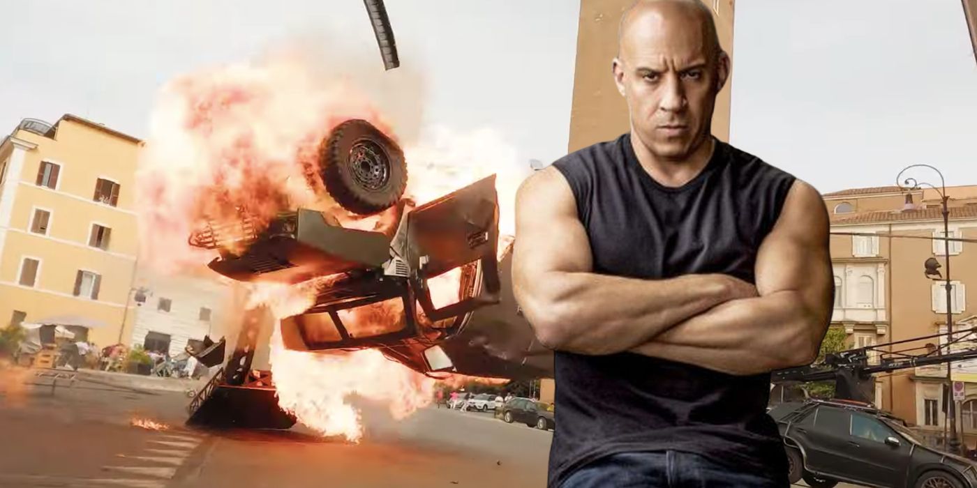 Vin Diesel as Dom Toretto in Front of Car Stunt from Fast X