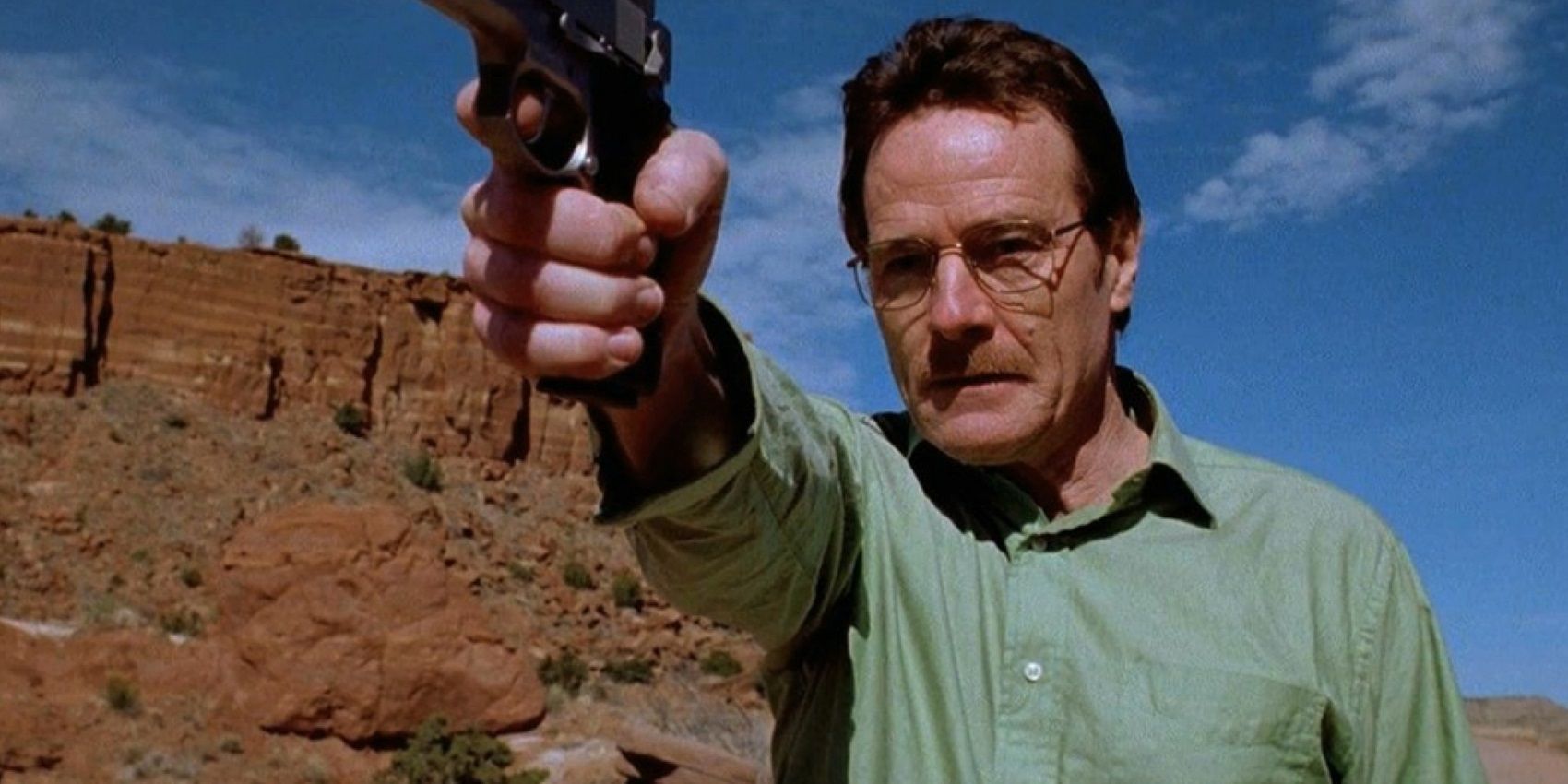 Walt with a gun in Breaking Bad