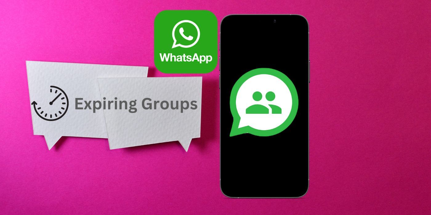 Image of WhatsApp logo with expiring groups words.