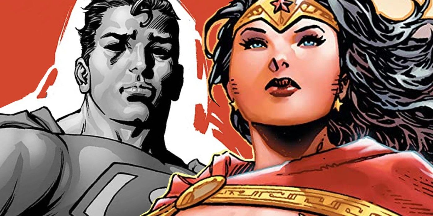 Comic book art: Wonder Woman and Superman.