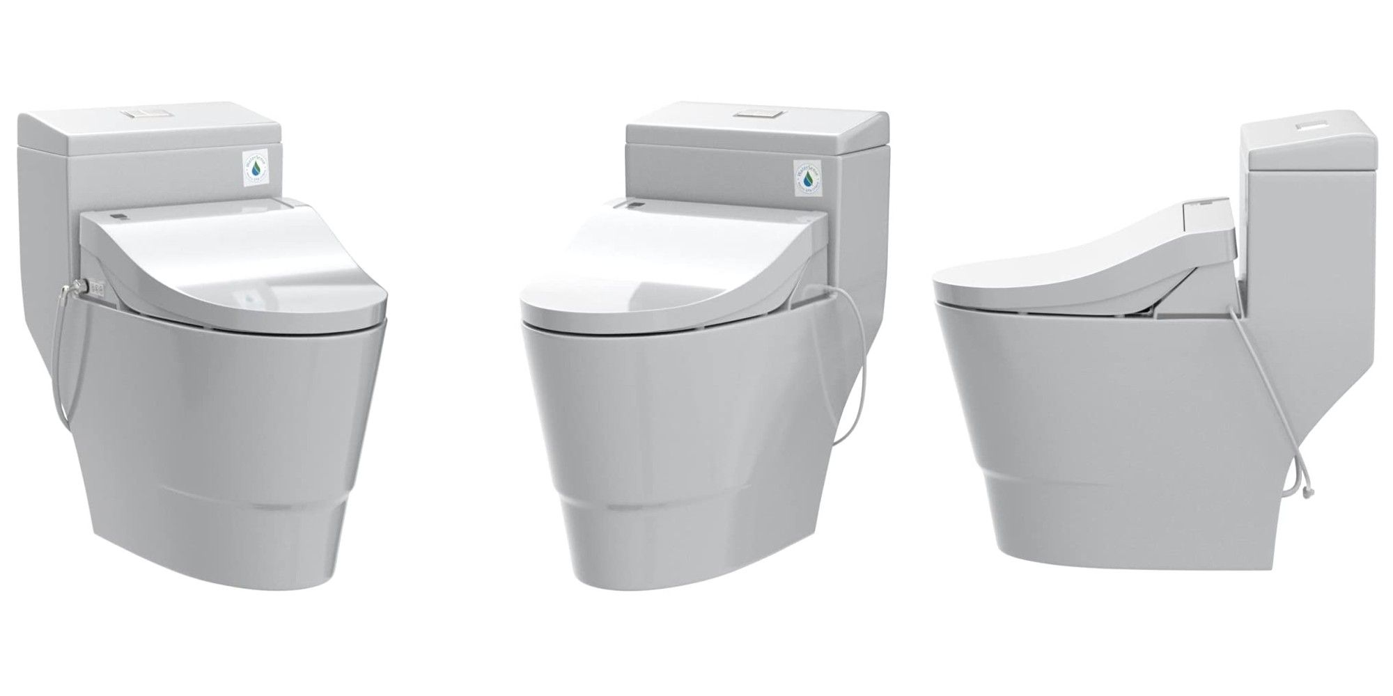 A photo showing the Woodbridge T-0008 Luxury Bidet Toilet from different angles
